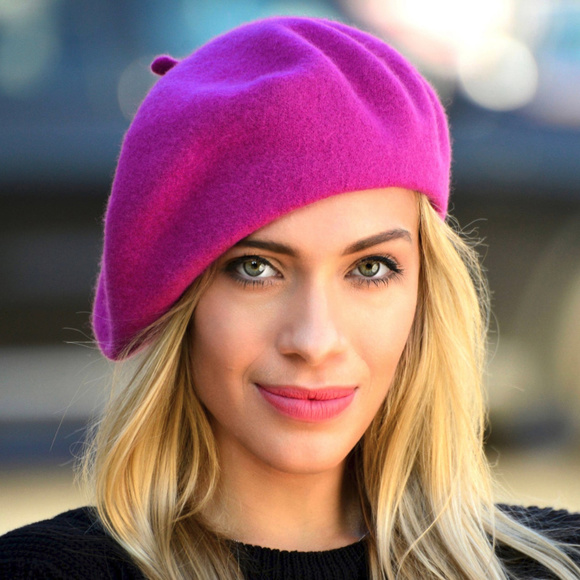 Selini Accessories - Soft wool beret Hot pink